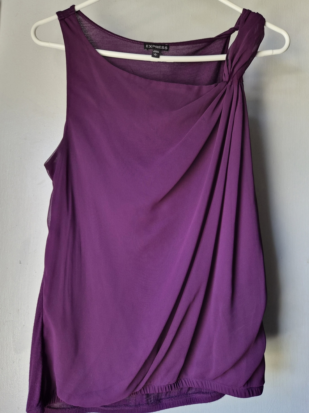 NWOT - Express: Purple One-Shoulder Knotted Draped Tank - Womens S